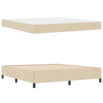 Boxspringbett Creme, Schwarz 180 x 200 cm Stoff, Ingenieurholz