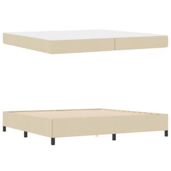 Boxspringbett Creme, Schwarz 200 x 200 cm Stoff, Ingenieurholz