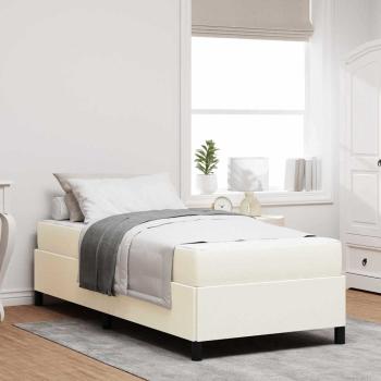 ARDEBO.de - Bettrahmen mit Matratze Creme 90 x 200 cm Stoff