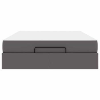 Bettgestell mit Matratze Sonstiges Grau 160 x 200 cm Kunstleder