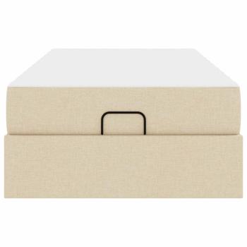 Bettgestell Creme 100 x 200 cm Stoff