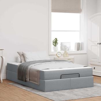 ARDEBO.de - Bettgestell Hellgrau 120 x 190 cm Stoff