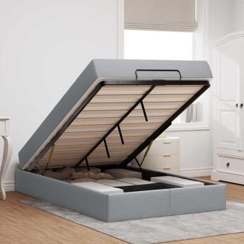 Bettgestell Hellgrau 120 x 190 cm Stoff