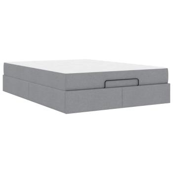 Bettgestell Hellgrau 140 x 190 cm Stoff