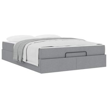 Bettgestell Hellgrau 140 x 190 cm Stoff