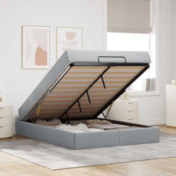Bettgestell Hellgrau 140 x 190 cm Stoff