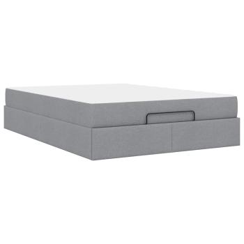 Bettgestell Hellgrau 140 x 190 cm Stoff