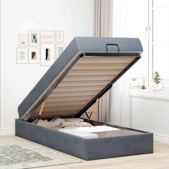 Bettgestell mit Speicher Dunkelgrau 80 x 200 cm Samt