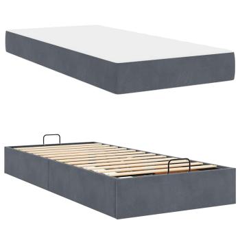 Bettgestell mit Speicher Dunkelgrau 80 x 200 cm Samt