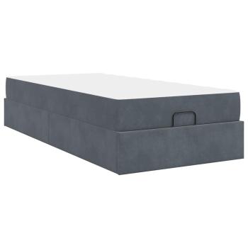 Bettgestell mit Speicher Dunkelgrau 80 x 200 cm Samt