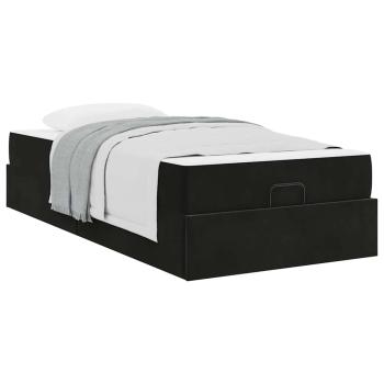 Bettgestell mit Speicher Schwarz 80 x 200 cm Samt