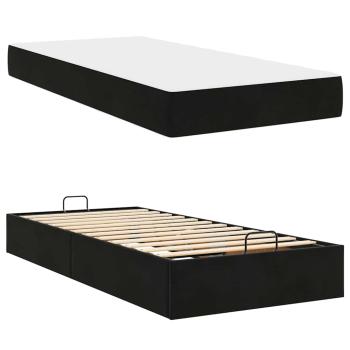 Bettgestell mit Speicher Schwarz 80 x 200 cm Samt