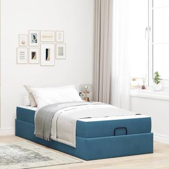 ARDEBO.de - Bettgestell mit Speicher Blau 100 x 200 cm Samt