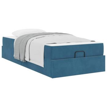 Bettgestell mit Speicher Blau 100 x 200 cm Samt