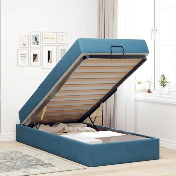 Bettgestell mit Speicher Blau 100 x 200 cm Samt
