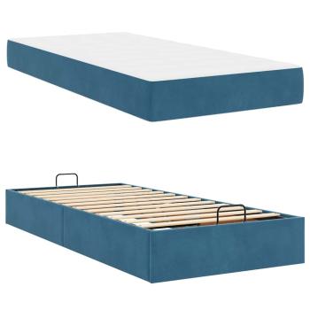 Bettgestell mit Speicher Blau 100 x 200 cm Samt