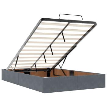 Bettgestell mit Speicher Dunkelgrau 120 x 200 cm Samt