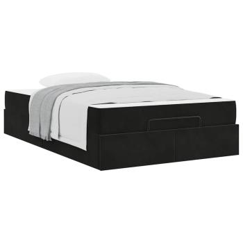 Bettgestell mit Speicher Schwarz 140 x 190 cm Samt