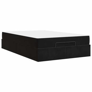 Bettgestell mit Speicher Schwarz 140 x 190 cm Samt