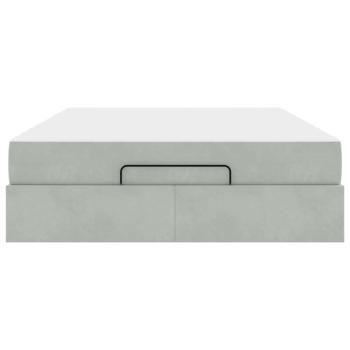 Bettgestell mit Speicher Hellgrau 140 x 200 cm Samt