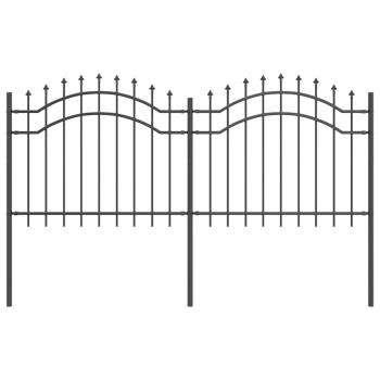 Gartenzaun Grau 140 cm Pulverbeschichteter Stahl