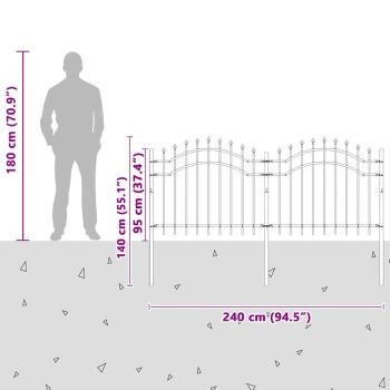 Gartenzaun Grau 140 cm Pulverbeschichteter Stahl