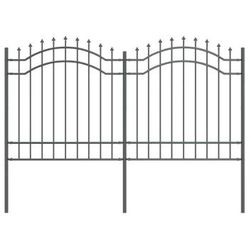 Gartenzaun Grau 165 cm Pulverbeschichteter Stahl