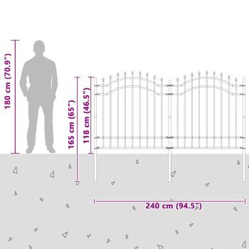 Gartenzaun Grau 165 cm Pulverbeschichteter Stahl