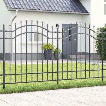 ARDEBO.de - Gartenzaun Grau 215 cm Pulverbeschichteter Stahl