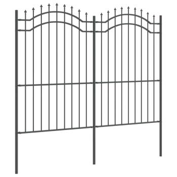 Gartenzaun Grau 215 cm Pulverbeschichteter Stahl