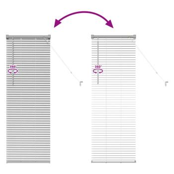 Fenster Jalousie mit Vorhängen Silber 80 x 130 cm Aluminium