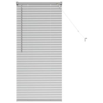 Fenster Jalousie mit Vorhängen Silber 80 x 130 cm Aluminium