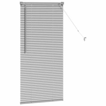Fenster Jalousie mit Vorhängen Silber 80 x 130 cm Aluminium