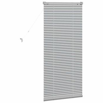 Fenster Jalousie mit Vorhängen Silber 80 x 130 cm Aluminium