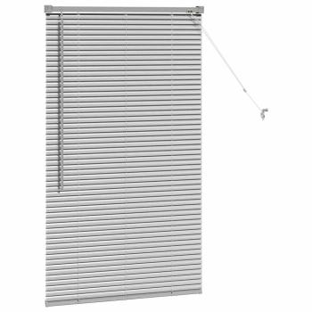 Fenster Jalousie mit Vorhängen Silber 80 x 130 cm Aluminium