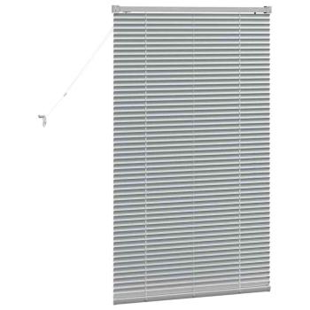Fenster Jalousie mit Vorhängen Silber 80 x 130 cm Aluminium