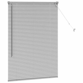 Fenster Jalousie mit Vorhängen Silber 80 x 130 cm Aluminium