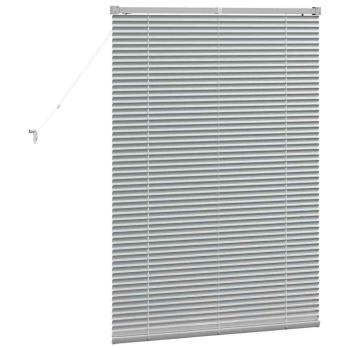 Fenster Jalousie mit Vorhängen Silber 80 x 130 cm Aluminium