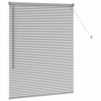 Fenster Jalousie mit Vorhängen Silber 105 x 130 cm Aluminium