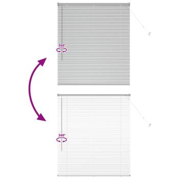 Fenster Jalousie mit Vorhängen Silber 80 x 130 cm Aluminium