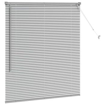 Fenster Jalousie mit Vorhängen Silber 80 x 130 cm Aluminium