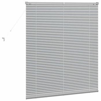 Fenster Jalousie mit Vorhängen Silber 80 x 130 cm Aluminium