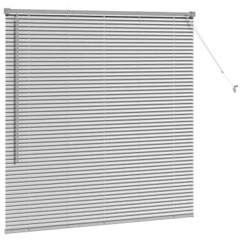 Fenster Jalousie mit Vorhängen Silber 130 x 130 cm Aluminium