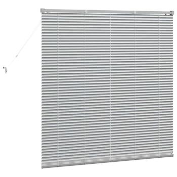 Fenster Jalousie mit Vorhängen Silber 130 x 130 cm Aluminium