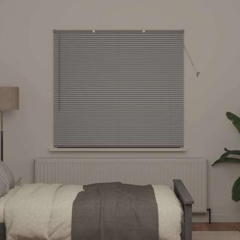 Fenster Jalousie mit Vorhängen Silber 80 x 130 cm Aluminium