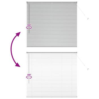 Fenster Jalousie mit Vorhängen Silber 80 x 130 cm Aluminium