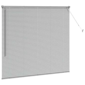 Fenster Jalousie mit Vorhängen Silber 80 x 130 cm Aluminium