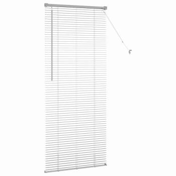Fenster Jalousie mit Vorhängen Silber 80 x 130 cm Aluminium