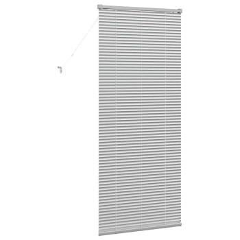 Fenster Jalousie mit Vorhängen Silber 80 x 130 cm Aluminium