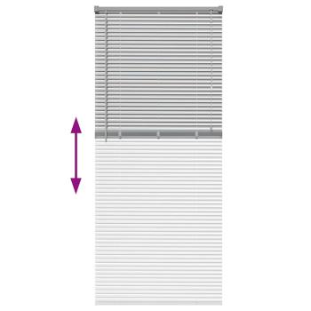 Fenster Jalousie mit Vorhängen Silber 80 x 175 cm Aluminium